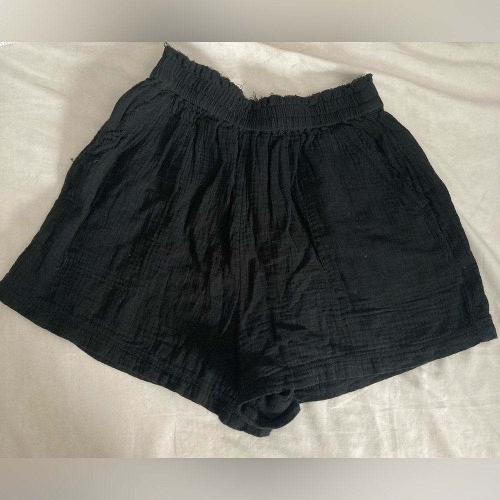 Aerie High Waist Cotton Gauze Black Shorts with Relaxed Fit Size Small